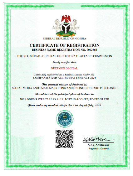 Certificate of Registration